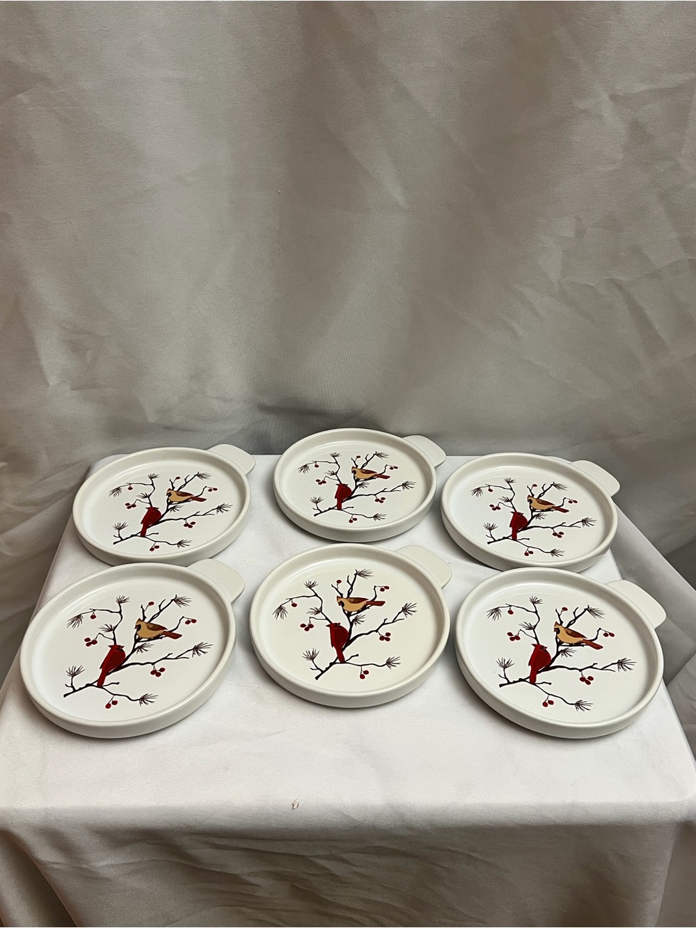 Temp-tations by Tara Cardinal Bird Appetizer Plates Set of 6 Seasonal